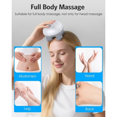 Picture of Electric Scalp Massager for Men Women, Handheld Cat Dog Pet Head Massager with 4 Massage Heads, 3 Speeds, Waterproof Massager for Soothing Muscles Joints, Hair Growth & Stress Relax 