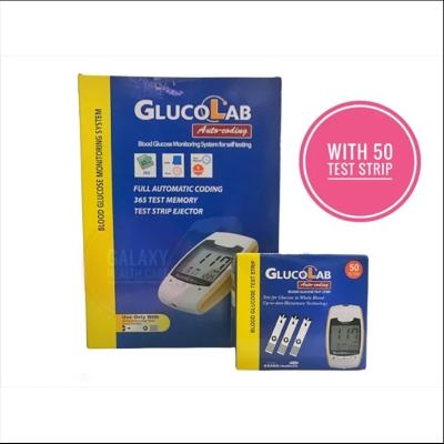 Picture of Glucolab Blood Glucose Meter, Vial of 25 strips free with 50 test Strip Combo-Health Proo Multicolor