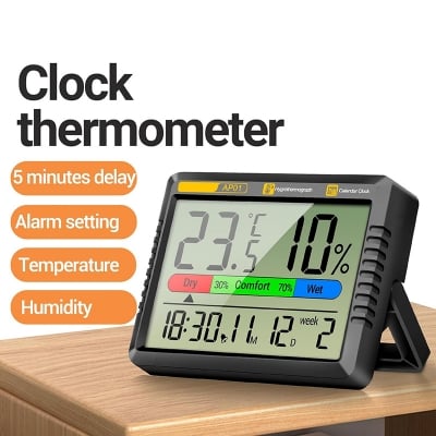 Picture of High Accuracy Thermometers Digital Hygrometer Tester With Intelligent Clock Function Suitable For Bedroom And Office Use-Healthproo Multicolor