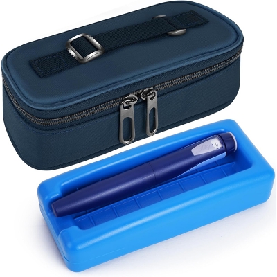 Picture of Insulin Cooler Case, 24-Hour Refrigerated Medicine Cooler for Travel with Thermometer Temperature Display - TSA Approved - Medicine Organizer Bag Includes 2 Ice Packs for Daily Life Trip 