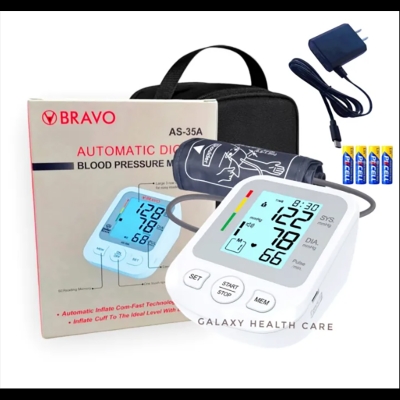 Picture of Bravo Fully Automatic Upper arm Digital Blood Pressure Monitor Apparatus and Testing Machine, Separate Cuff, LCD Display with USB Port with 5 year Warranty-Healthproo Multicolor