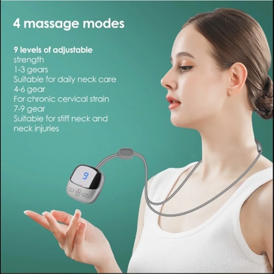 Picture of Smart Hanging Neck Protector Shoulder Cervical Spine Massager Mini Pulse Neck Artifact Dredging Spine Hot Compress Massage-Healthproo Multicolor