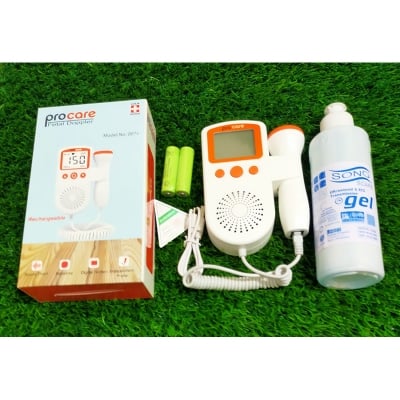 Picture of Fetal Doppler heart rate display with 250ml gel rechargeable-Health Proo Multicolor