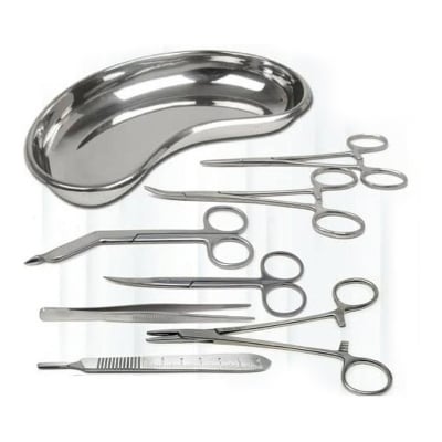 Picture of 8 Piece Basic Minor Surgery Kit Steel Kidney Tray Surgical Instruments Set (healthproo) Multicolor