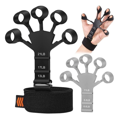 Picture of 1 Piece Finger Gripper Guitar Finger Exerciser Hand Strengthener Hand Trainer Rehabilitation Training Equipment Black + Grey - Hand Grip Multicolor