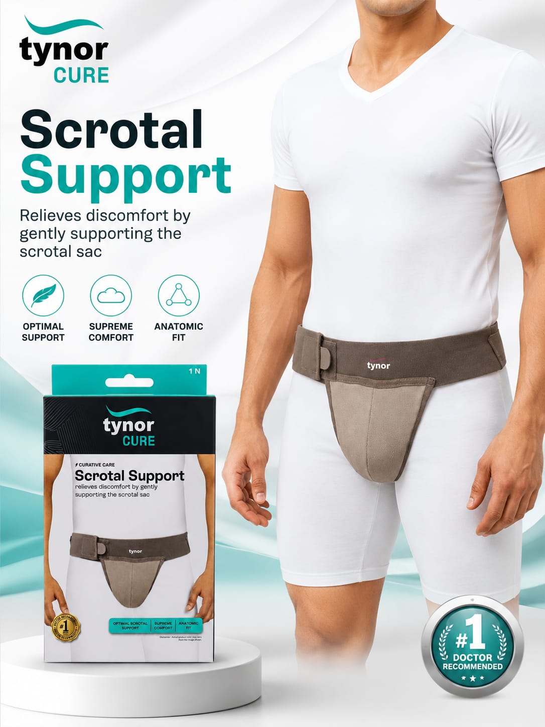 Picture of Tynor CURE Premium Scrotal Support Belt Adjustable Anatomical Scrotal Support for Maximum Comfort & Pain Relief