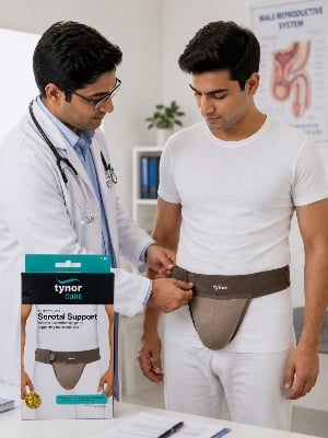 Picture of Tynor CURE Premium Scrotal Support Belt Adjustable Anatomical Scrotal Support for Maximum Comfort & Pain Relief