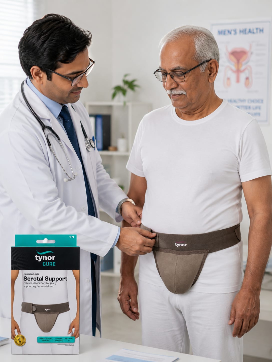 Picture of Tynor CURE Premium Scrotal Support Belt Adjustable Anatomical Scrotal Support for Maximum Comfort & Pain Relief