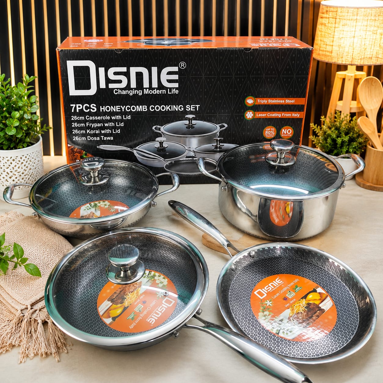 Picture of Disnie 7 Pcs SUS 316 Honeycomb Cooking Set