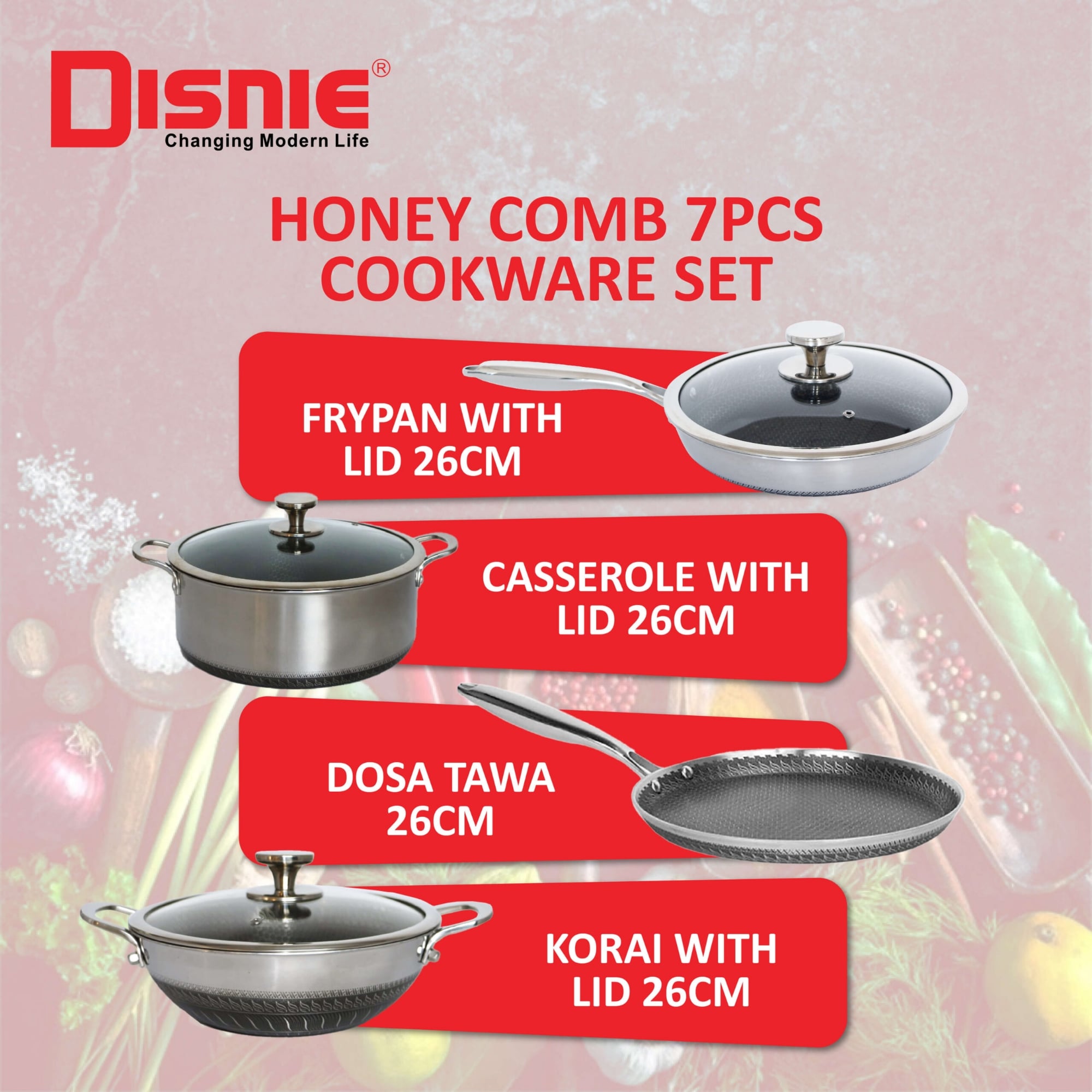 Picture of Disnie 7 Pcs SUS 316 Honeycomb Cooking Set