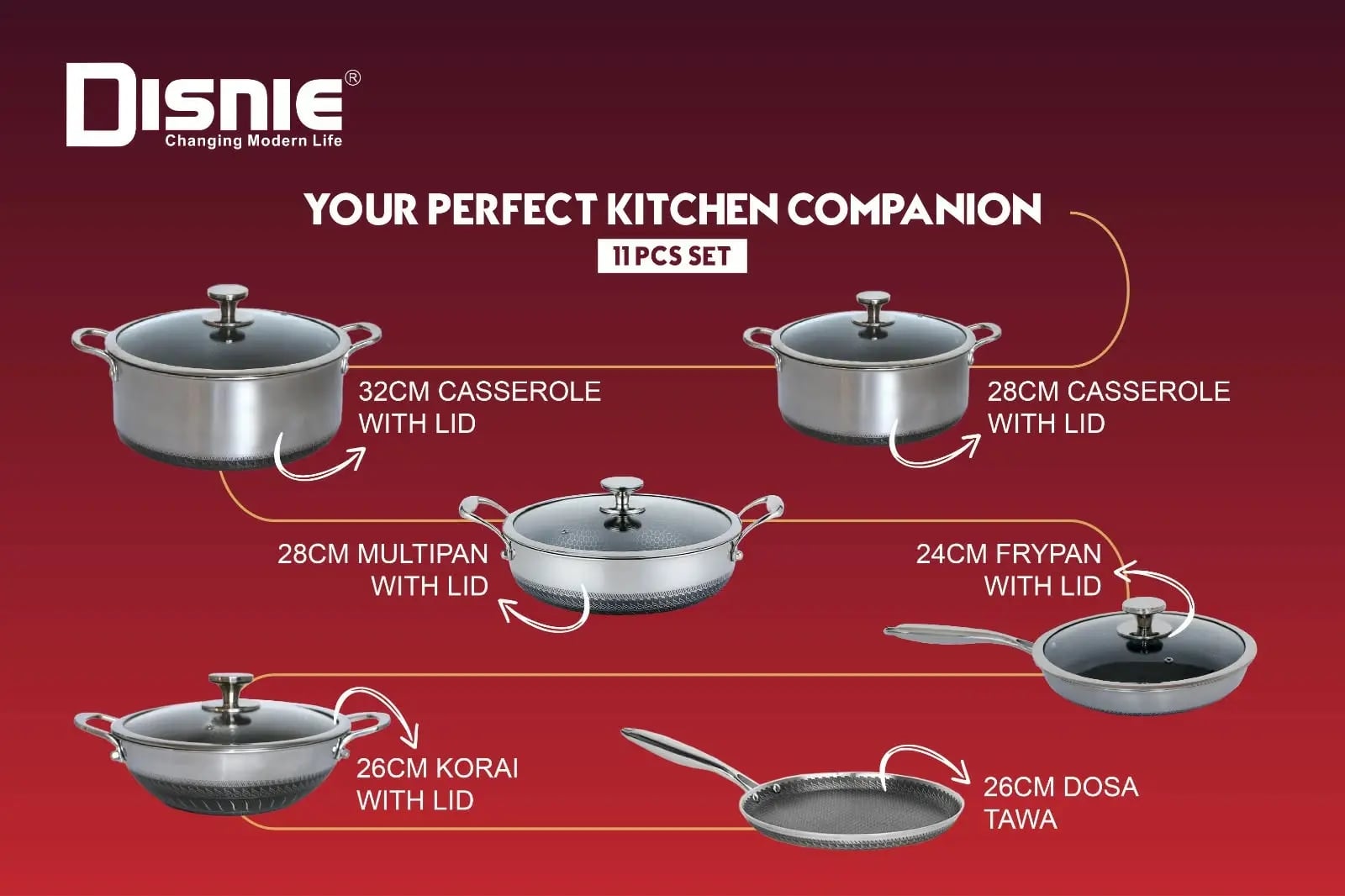 Picture of Disnie 11 Pcs SUS 316 Honeycomb Cooking Set