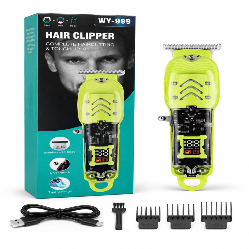 Picture of WY-999 Transparent LED Hair Clipper Rechargeable Type-C Trimmer