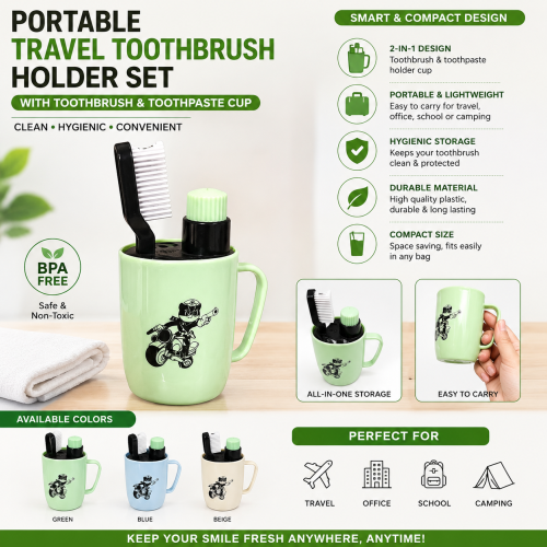Picture of Portable Travel Toothbrush Holder Set with Toothbrush & Toothpaste Cup
