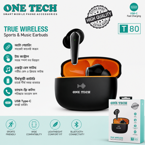 Picture of ONE TECH T80 True Wireless Sports & Music Earbuds