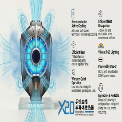 Picture of X20 Mobile Phone Semiconductor Radiator - Ultra-Fast Cooling Gaming Cooler