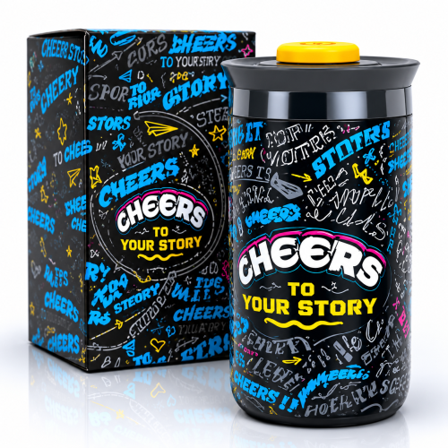 Picture of Cheers To Your Story Insulated Stainless Steel Travel Mug with Leak Proof Lid 250ml