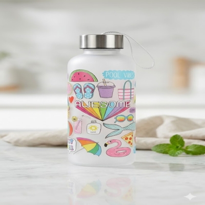 Picture of Awesome Summer Print Stainless Steel Water Bottle with Leak-Proof Lid 500ml