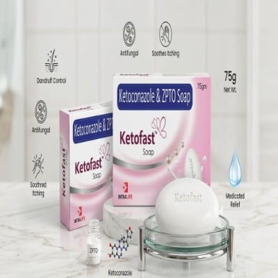 Picture of Ketofast Ketoconazole & ZPTO Soap (75gm) - Medicated Skin & Scalp Care