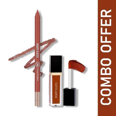 Picture of Beauty Glazed Waterproof & Long Lasting Lip Liner Dark Brown 107 and Beauty Glazed Matte Liquid Lipstick Dark Brown 118