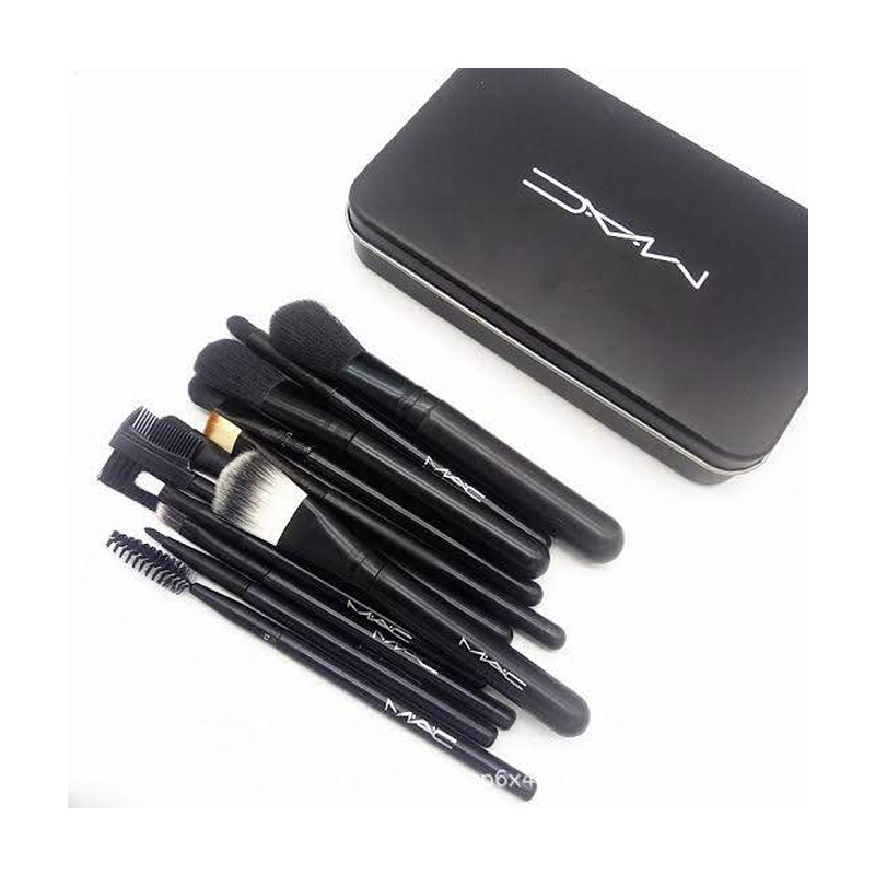 Picture of M.A.C Cosmetic Makeup Brush Set - 12 Pcs (Pack of 12) - Black