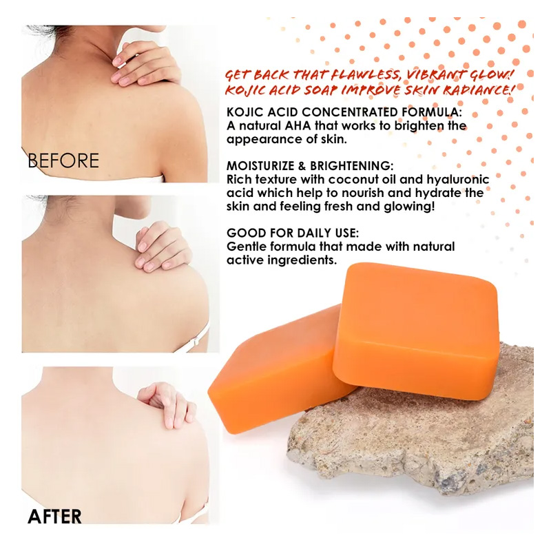 Picture of Kojie San - Lightening Soap with Kojic Acid - 2 Bars - 65g - For clearer and radiant skin - Orange