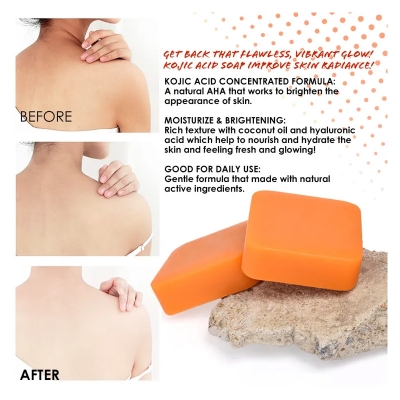 Picture of Kojie San - Lightening Soap with Kojic Acid - 2 Bars - 65g - For clearer and radiant skin - Orange