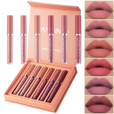 Picture of IHANDAIYAN 6 Colors Long Lasting Velvet Lips Tint Liquid Lipsticks Waterproof Non-Stick Cup Lipgloss Gift Set (A)