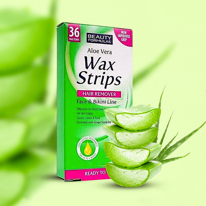 Picture of Aloe Vera Wax Strips Hair Remover 36 Strips - Green