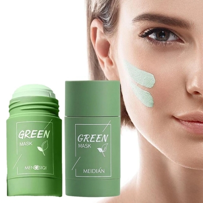 Picture of Green Tea Face Mask Stick Natural Nourish Skin Organic Clay Mask Stick Oil Control Moisturizing Brightening Detoxifying Acne Remover-40 gm