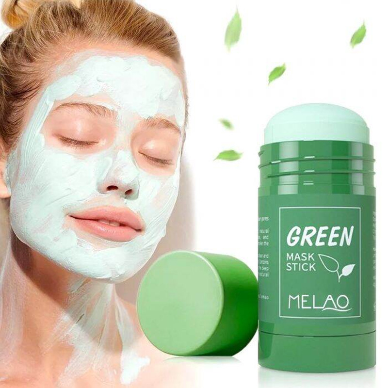 Picture of Green Tea Face Mask Stick Natural Nourish Skin Organic Clay Mask Stick Oil Control Moisturizing Brightening Detoxifying Acne Remover-40 gm