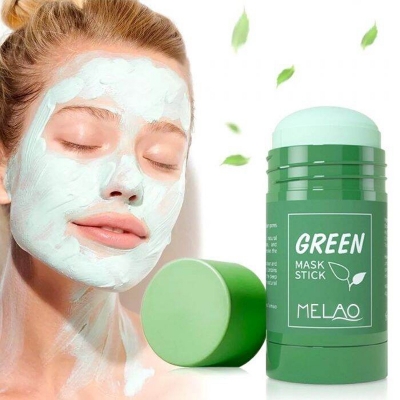 Picture of Green Tea Face Mask Stick Natural Nourish Skin Organic Clay Mask Stick Oil Control Moisturizing Brightening Detoxifying Acne Remover-40 gm