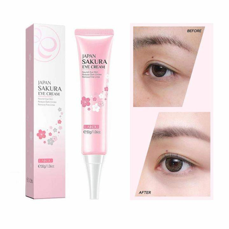 Picture of LAIKOU Sakura Eye Cream Remover Dark Circles Eye Care Against Puffiness and Bags Anti-Aging Wrinkles Hydrate Dry Skin Serum-15gm