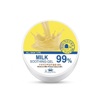 Picture of • Soothing gel with 99% milk extract for skin nourishment.  • Made in Korea, ensuring high-quality skincare product.  • Generous 300ml size for long-lasting use.  • Ideal for body care and maintaining healthy skin.  Step 1:  The product attributes are val - White