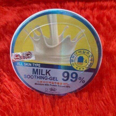 Picture of • Soothing gel with 99% milk extract for skin nourishment.  • Made in Korea, ensuring high-quality skincare product.  • Generous 300ml size for long-lasting use.  • Ideal for body care and maintaining healthy skin.  Step 1:  The product attributes are val - White