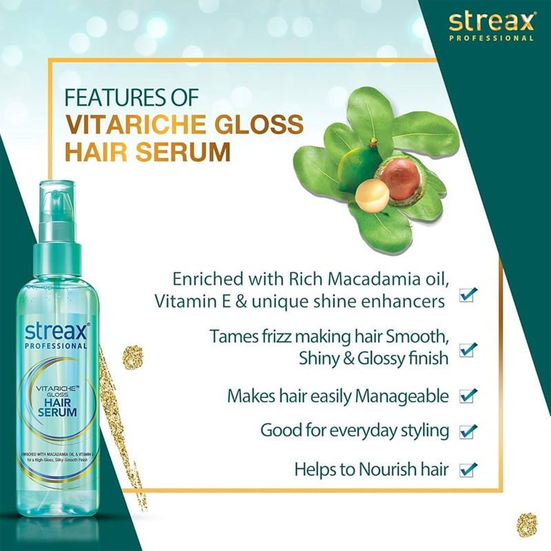 Picture of streax professional vitariche gloss hair serum 115ml - Blue