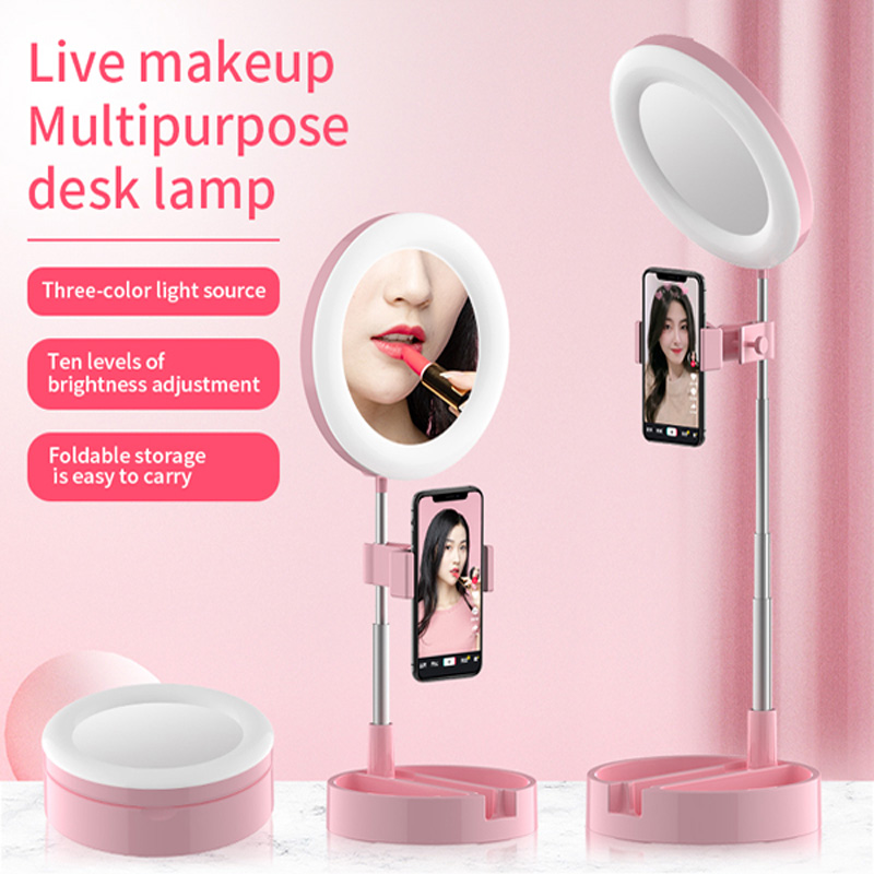 Picture of Live Makeup Multipurpose Ring Lamp With Mobile Stand - Pink