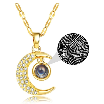 Picture of I LOVE YOU Projection Necklace - Gold