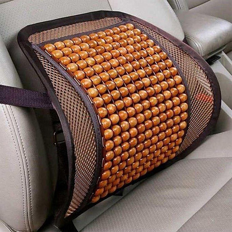 Picture of Wooden Bead Lumbar Support Cushion Or mesh Back Support for Car/Office Chair - Chocolate