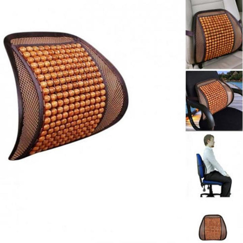 Picture of Wooden Bead Lumbar Support Cushion Or mesh Back Support for Car/Office Chair - Chocolate
