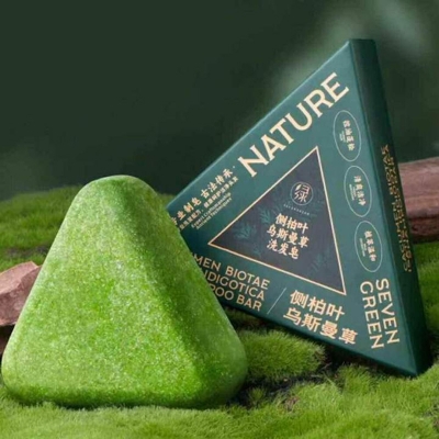 Picture of seven nature green soap shampoo bar - natural organic plant-based care