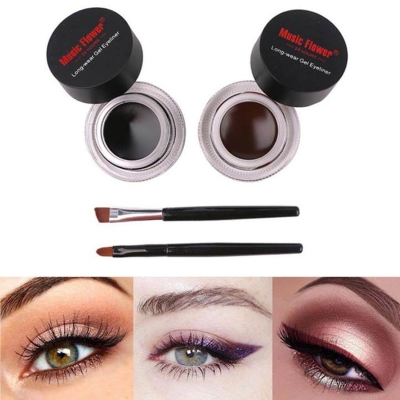 Picture of Best 2 in 1 Brown + black eyeliner gel make up waterproof eyeliner kit eye makeup cream