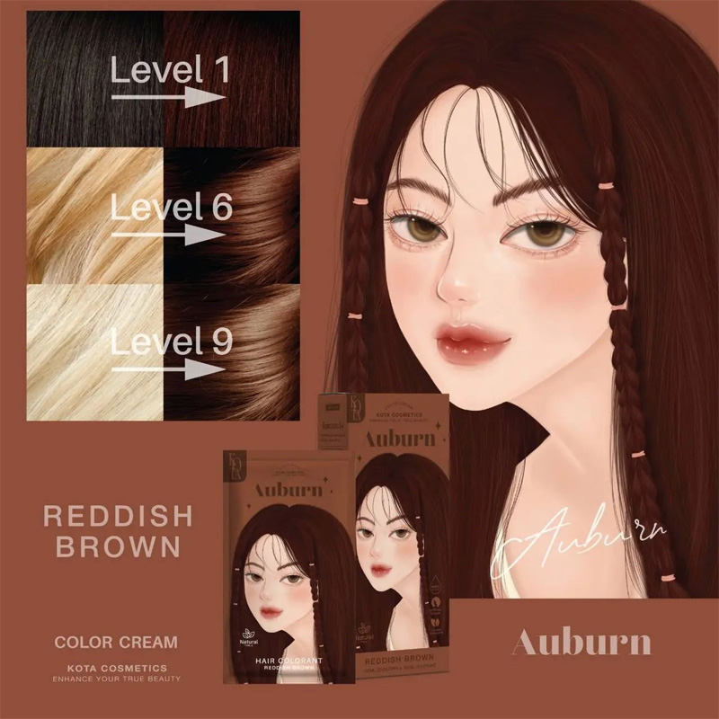Picture of KOTA Dye Cream Permanent Hair Cherry Reddish Brown color organic -100ml - Brown