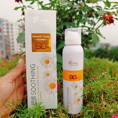 Picture of Chamomile whitening spray sunscreen with SPF 50+ usually comes in a 200ml
