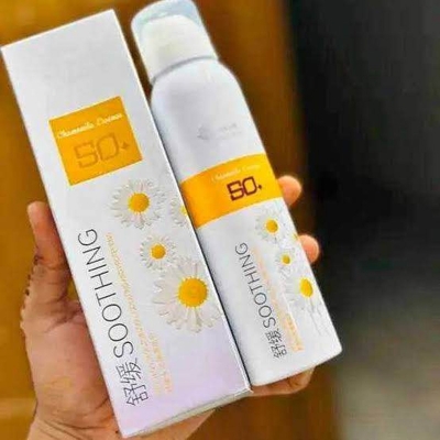 Picture of Chamomile whitening spray sunscreen with SPF 50+ usually comes in a 200ml
