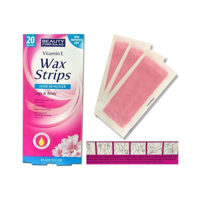 Picture of Beauty Formulas Wax Strips Hair Remover Leg & Body skin 1pack (20 piece) - Pink