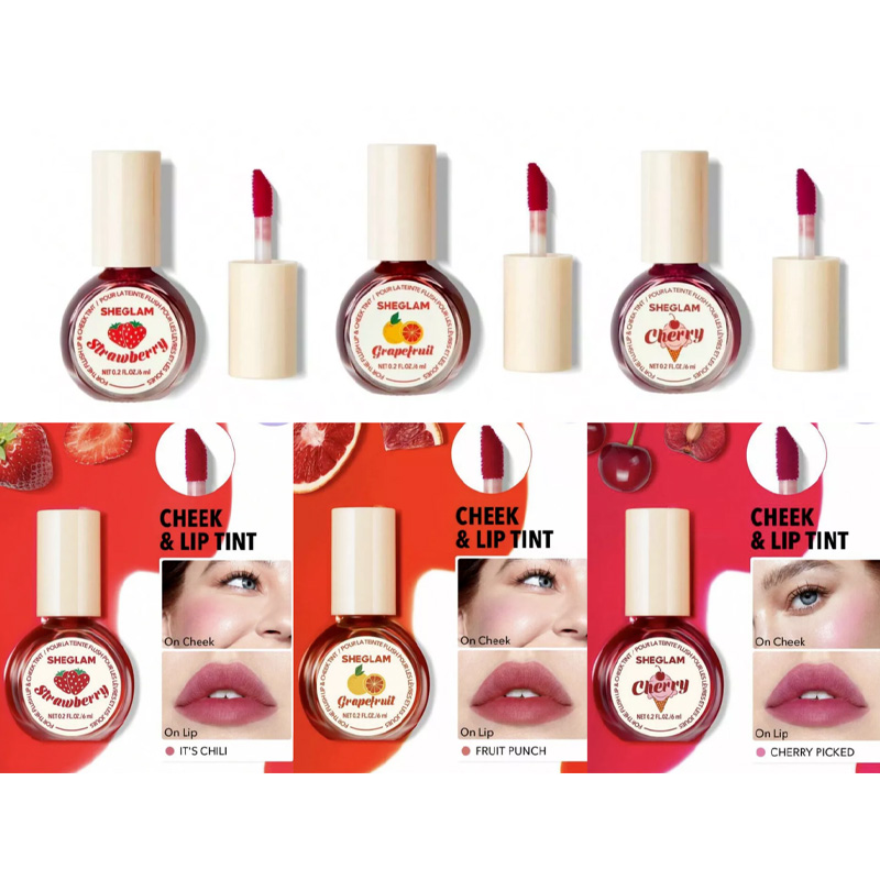 Picture of SHEGLAM For The Flush Lip & Cheek Tint Strawberry + Grapefruit + Cherry combo