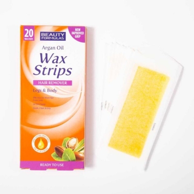 Picture of Argan Oil Beauty Formulas Wax Strips Hair Remover 1pack (20 piece) - Orange