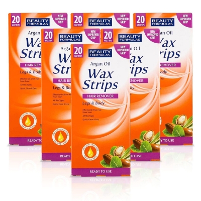 Picture of Argan Oil Beauty Formulas Wax Strips Hair Remover 1pack (20 piece) - Orange
