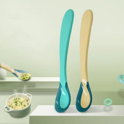 Picture of Baby Food Spoon Anti Scalding Baby Food Spoon Stem-Blue