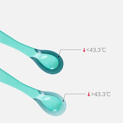 Picture of Baby Food Spoon Anti Scalding Baby Food Spoon Stem-Blue